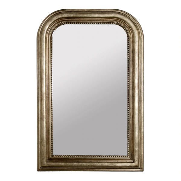 waverly hand carved champagne silver leaf curved top rectangular mirror design by bd studio 1