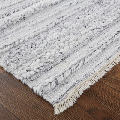 product image for Akton Handwoven Stripes Ivory/Light Gray Rug 4 40