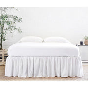 gathered linen bedskirt white 1