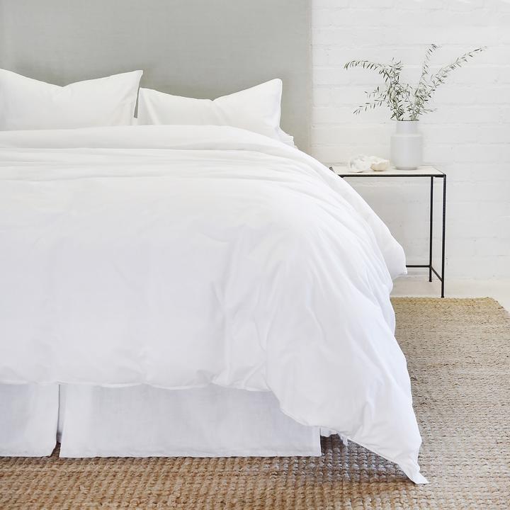 Parker Cotton Percale Duvet Set in White by Pom Pom at home