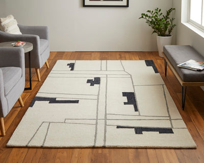 product image for ardon architectural mid century modern hand tufted ivory black rug by bd fine mgrr8902ivyblkh00 8 47