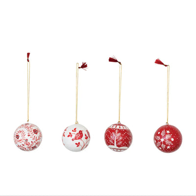 product image of red white hand painted ornaments set of 4 1 59