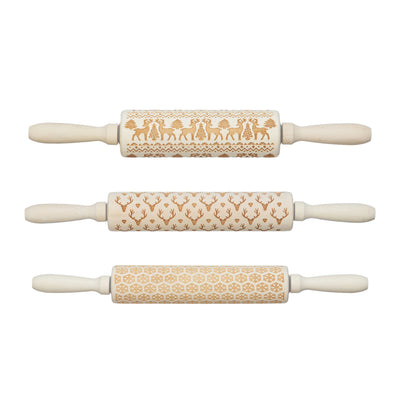 product image of carved wood rolling pin in various styles 1 579