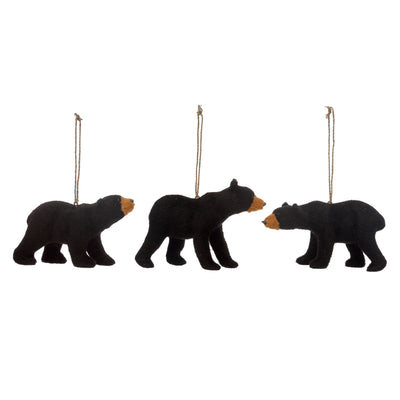 product image of faux fur black bear ornament set of 3 1 519
