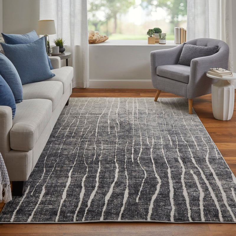 media image for Kiba Abstract Black/Gray/Ivory Rug 8 245