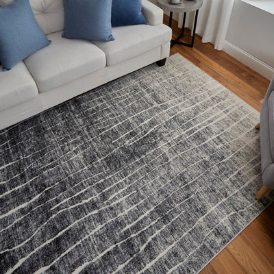 product image for Kiba Abstract Black/Gray/Ivory Rug 10 77