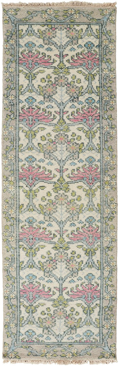 product image for Bennet Hand Knotted Gray and Pink Rug by BD Fine Flatshot Image 1 6