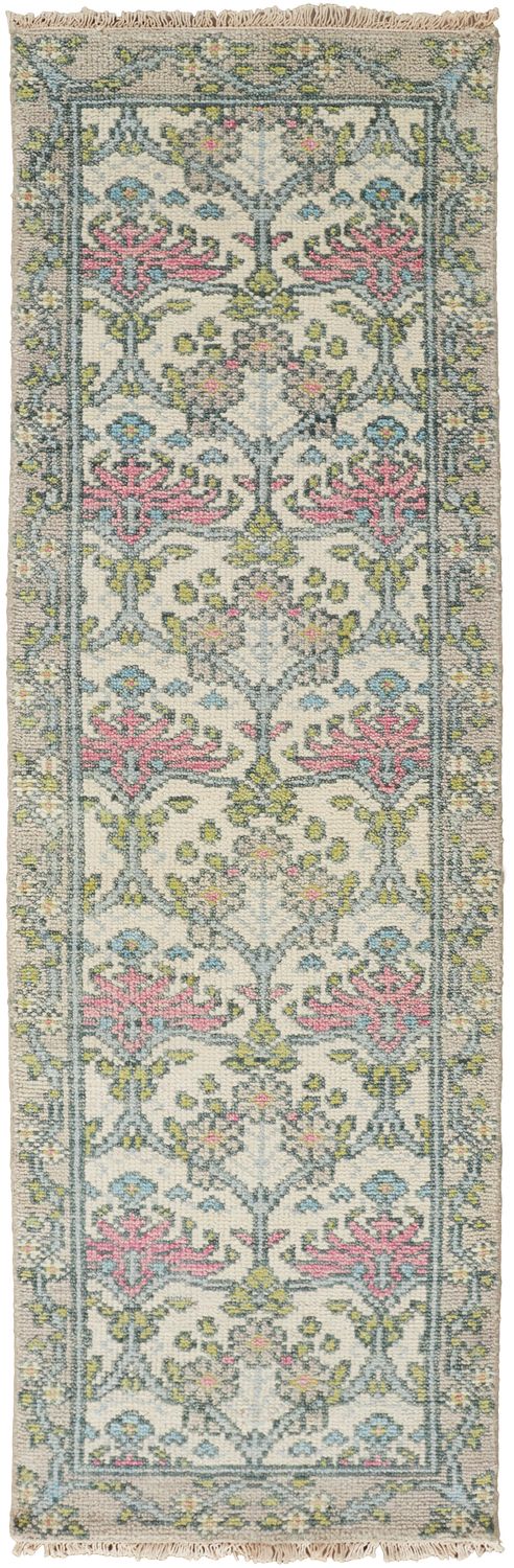 Bennet Hand Knotted Gray and Pink Rug by BD Fine Flatshot Image 1