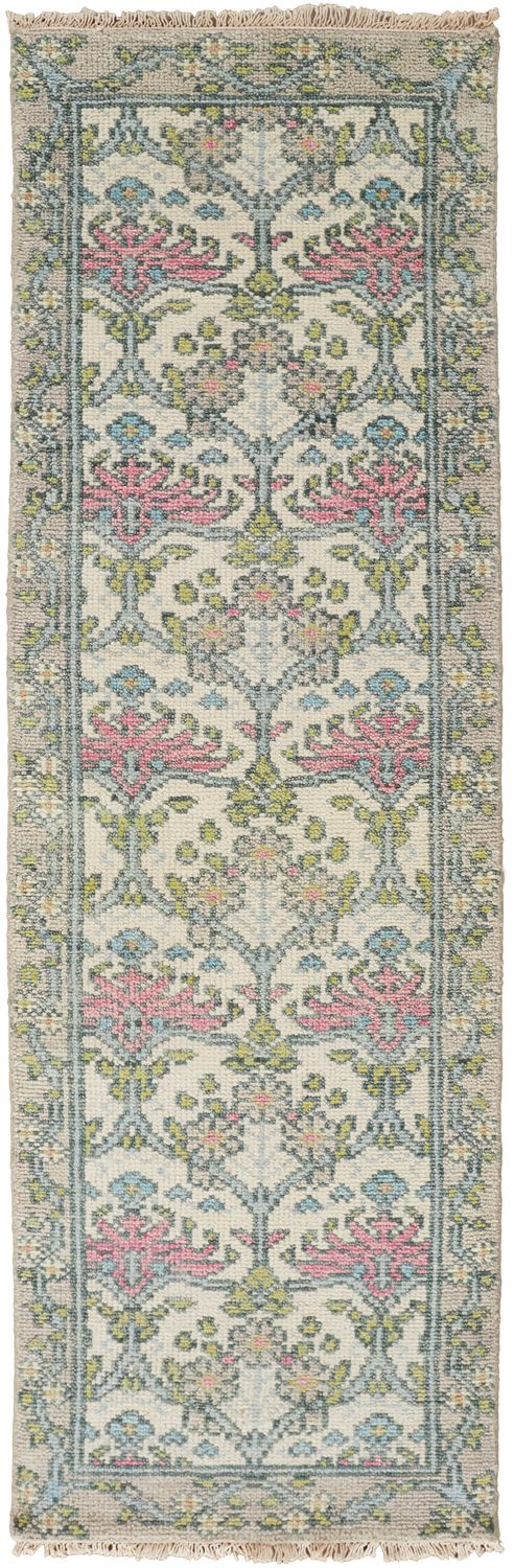 media image for Bennet Hand Knotted Gray and Pink Rug by BD Fine Flatshot Image 1 287