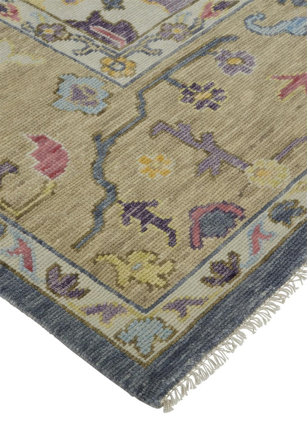 Larson Hand Knotted Blue and Beige Rug by BD Fine Corner Image 1
