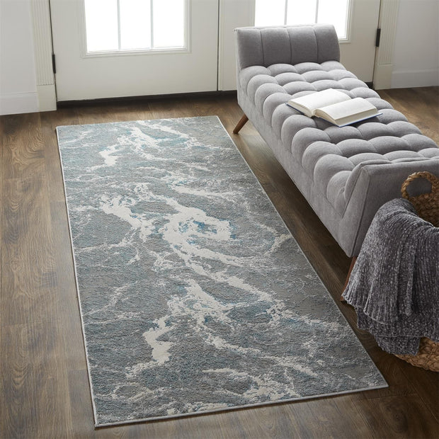 Aurelian Silver and Blue Rug by BD Fine Roomscene Image 1