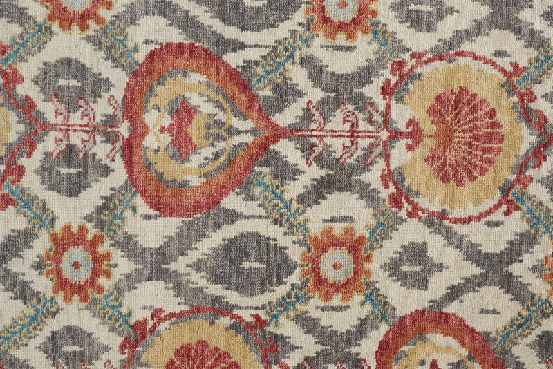 media image for Bennet Hand Knotted Orange and Gray Rug by BD Fine Texture Image 1 246