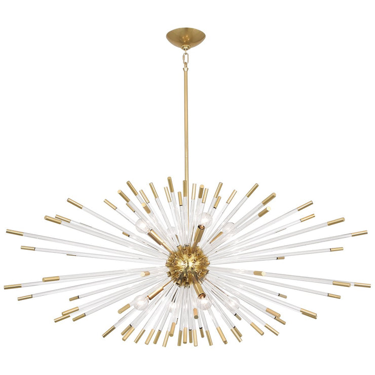 Andromeda Chandelier in Modern Brass Finish w/ Clear Acrylic Rods design by Robert Abbey