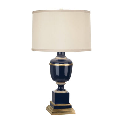 product image of Annika Accent Lamp in Cobalt Lacquered Paint w/ Natural Brass & Fabric Shade design by Robert Abbey 518