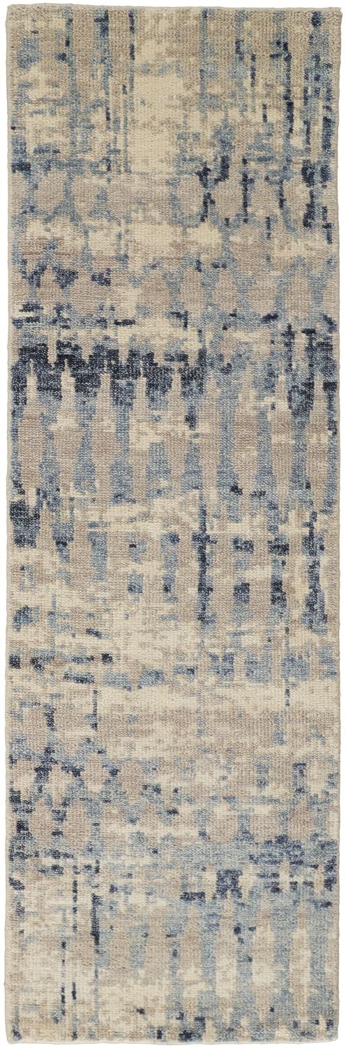 Scottsdale Hand Knotted Tan and Blue Rug by BD Fine Flatshot Image 1