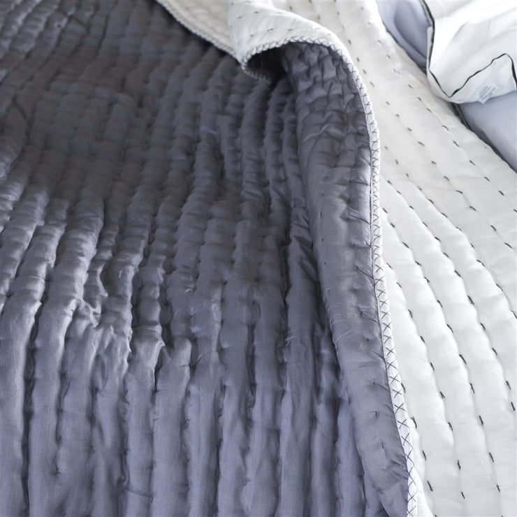 Chenevard Chalk & Graphite Silk Quilt and Shams design by Designers Guild