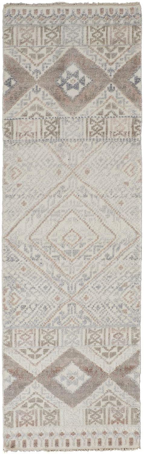 Eckhart Hand Knotted Ivory and Pink Rug by BD Fine Flatshot Image 1