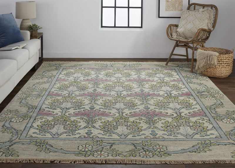 media image for Bennet Hand Knotted Gray and Pink Rug by BD Fine Roomscene Image 1 277