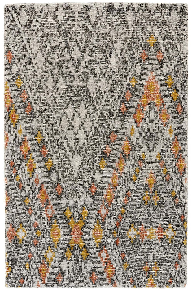Binada Hand Tufted Gray and Orange Rug by BD Fine Flatshot Image 1