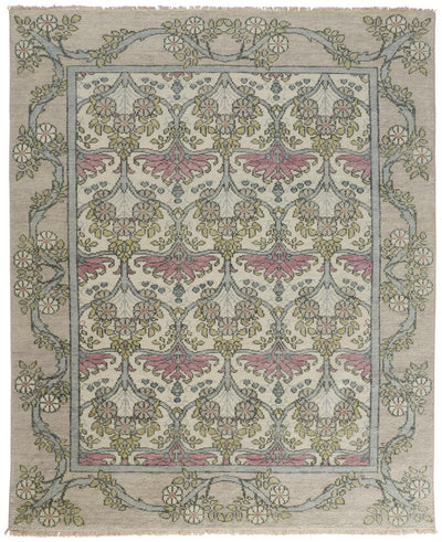 product image of Bennet Hand Knotted Gray and Pink Rug by BD Fine Flatshot Image 1 518