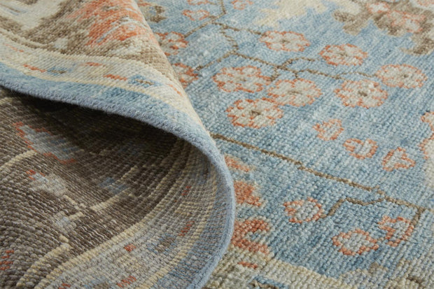 Bennet Hand Knotted Blue and Brown Rug by BD Fine Roll Image 1