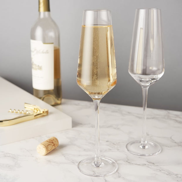 Angled Crystal Champagne Flutes