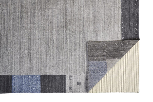 Yurie Hand Knotted Blue and Gray Rug by BD Fine Fold Image 1