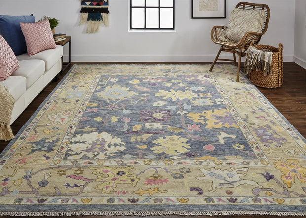 Larson Hand Knotted Blue and Beige Rug by BD Fine Roomscene Image 1