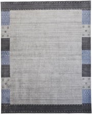 Yurie Hand Knotted Light Gray and Denim Blue Rug by BD Fine Flatshot Image 1