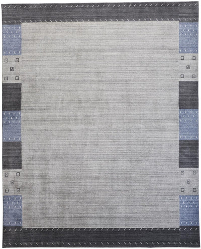 product image for Yurie Hand Knotted Light Gray and Denim Blue Rug by BD Fine Flatshot Image 1 63