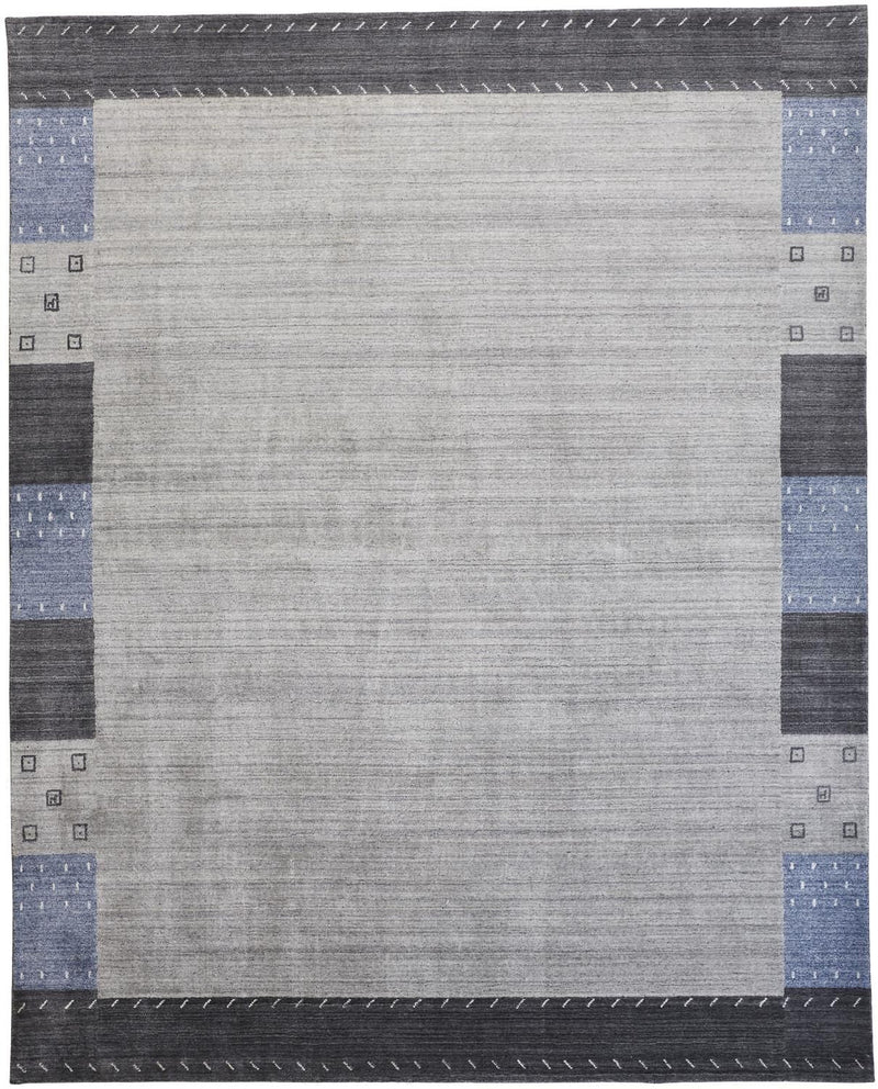 media image for Yurie Hand Knotted Light Gray and Denim Blue Rug by BD Fine Flatshot Image 1 29