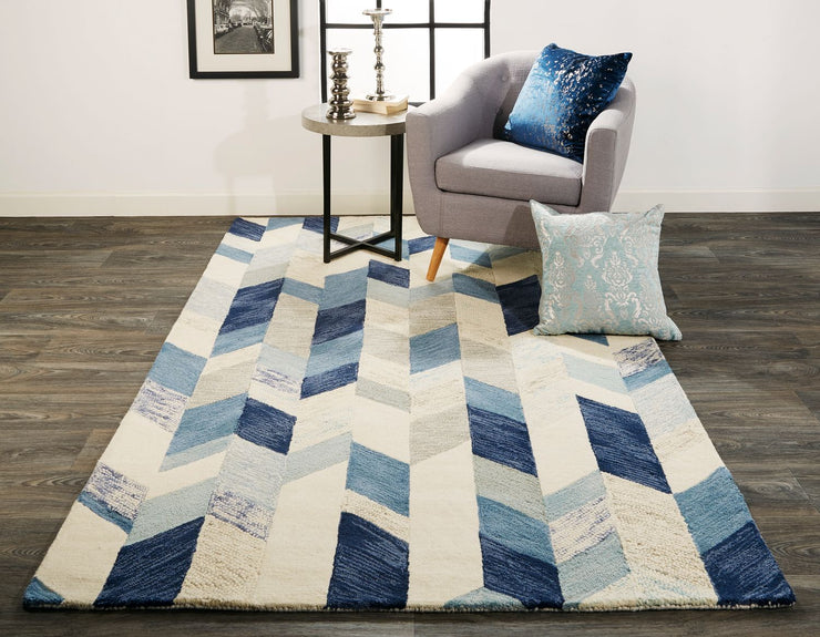 Binada Ivory and Blue Rug by BD Fine Roomscene Image 1