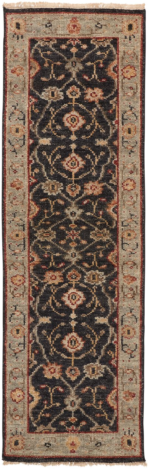 Irie Hand Knotted Black and Gold Rug by BD Fine Flatshot Image 1