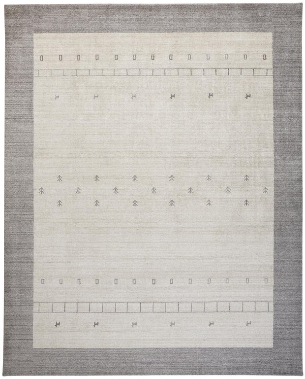 Yurie Hand Knotted Beige and Gray Rug by BD Fine Flatshot Image 1