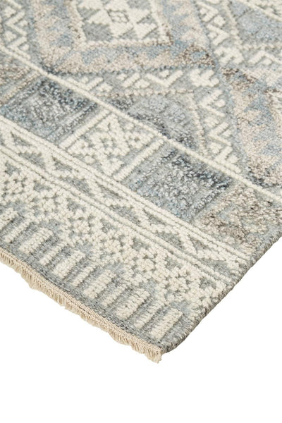 product image for Eckhart Hand Knotted Blue and Ivory Rug by BD Fine Corner Image 1 5