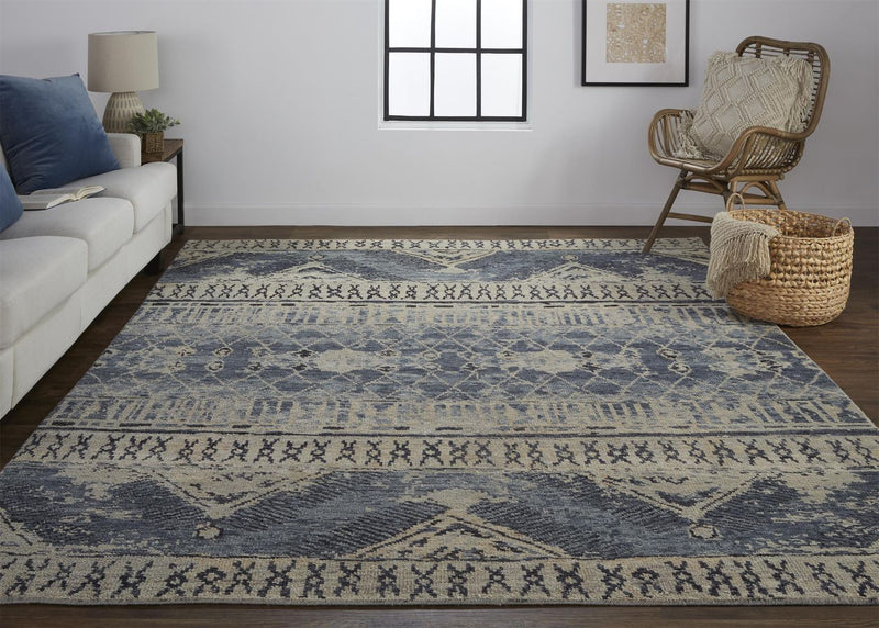 media image for Scottsdale Hand Knotted Blue and Tan Rug by BD Fine Roomscene Image 1 219