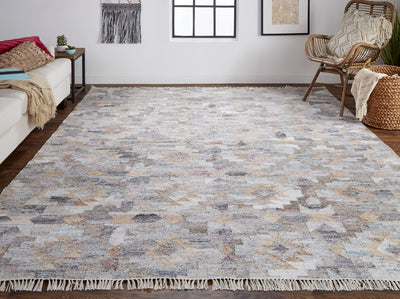 product image for Elstow Hand Woven Blue and Tan Rug by BD Fine Roomscene Image 1 3