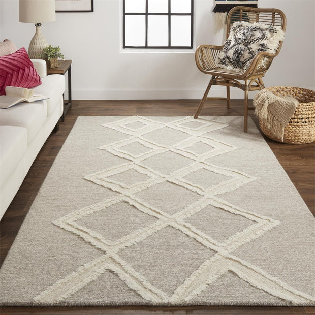 Elika Hand Tufted Taupe and Ivory Rug by BD Fine Roomscene Image 1