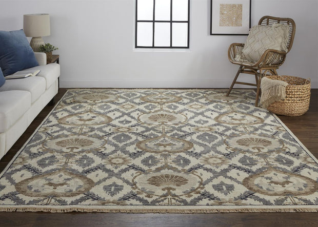 Bennet Hand Knotted Beige and Gray Rug by BD Fine Roomscene Image 1