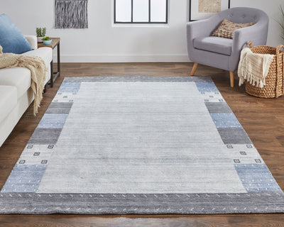 product image for Yurie Hand Knotted Light Gray and Denim Blue Rug by BD Fine Roomscene Image 1 24