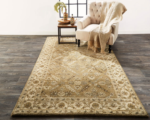 Botticino Hand Tufted Green and Beige Rug by BD Fine Roomscene Image 1