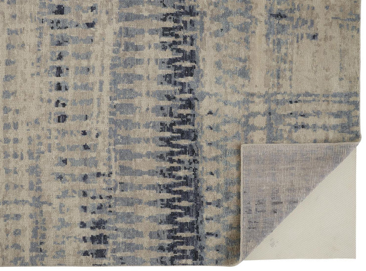 Scottsdale Hand Knotted Tan and Blue Rug by BD Fine Fold Image 1