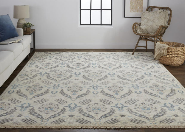 Bennet Hand Knotted Beige and Blue Rug by BD Fine Roomscene Image 1