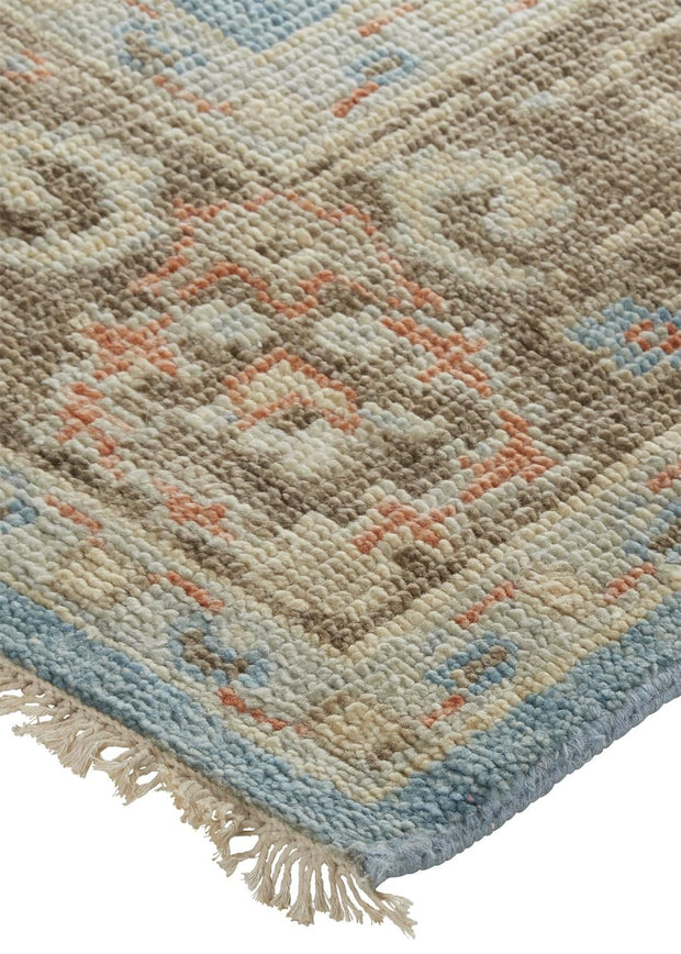 Bennet Hand Knotted Blue and Brown Rug by BD Fine Corner Image 1