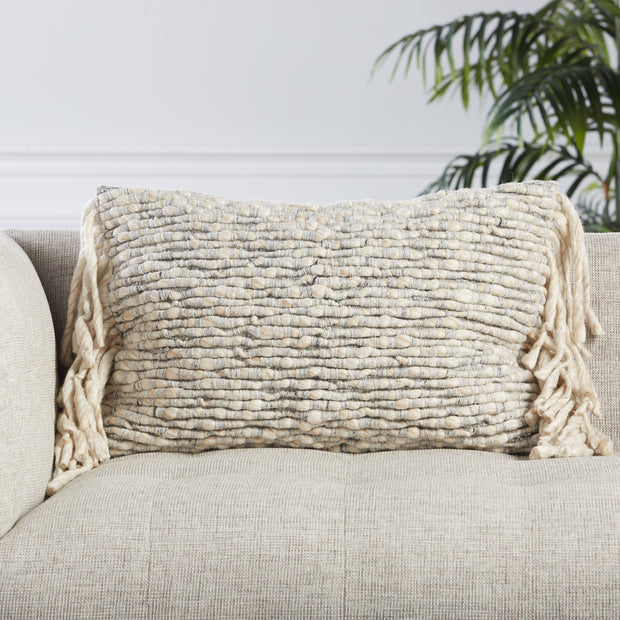 Cilo Textured Pillow in Cream & Light Gray by Jaipur Living