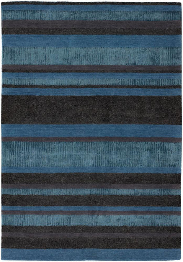 Amigo Collection Hand-Woven Area Rug in Blue, Grey, & Charcoal