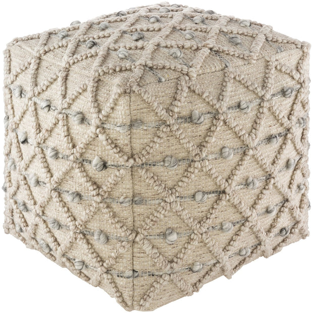 Anders ARPF-001 Hand Woven Pouf in Khaki & Light Gray by Surya