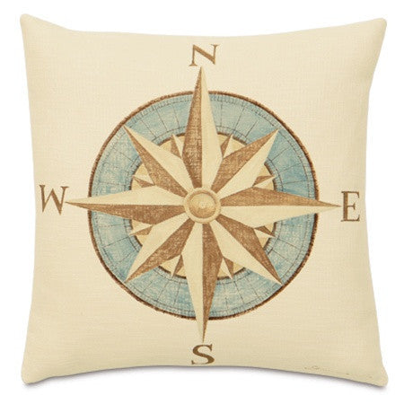 Captain's Compass Hand-Painted Designer Pillow design by Studio 773