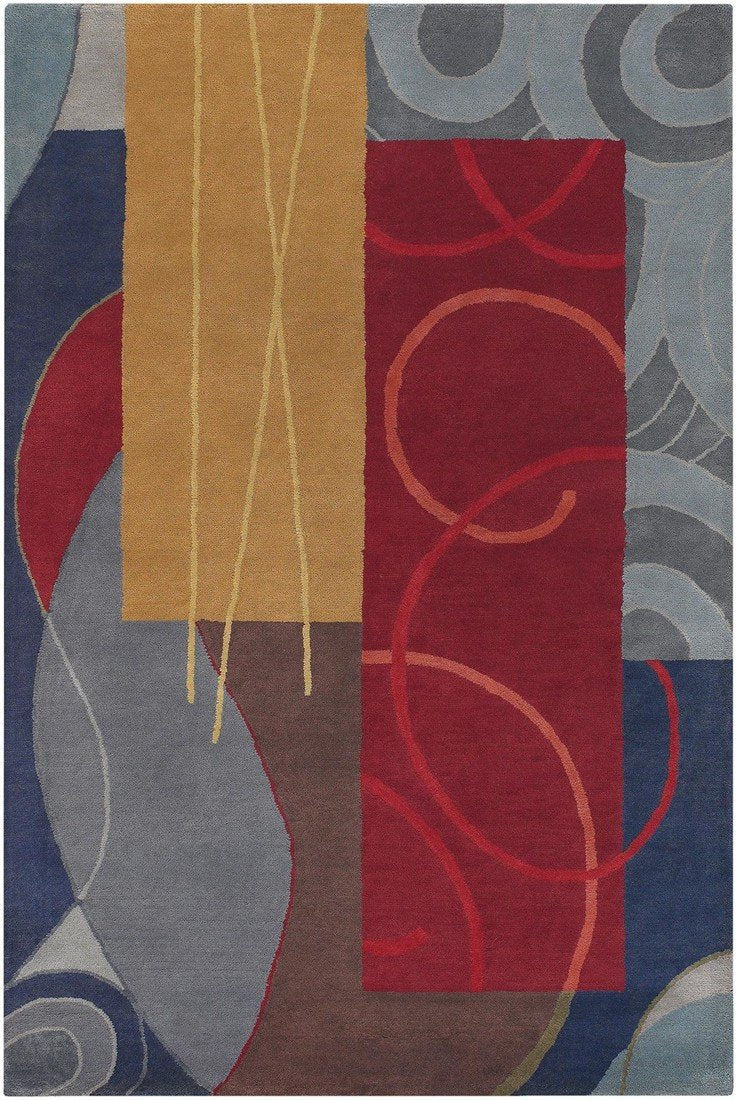 Bense Collection Hand-Tufted Area Rug, Multi-Color Rectangles