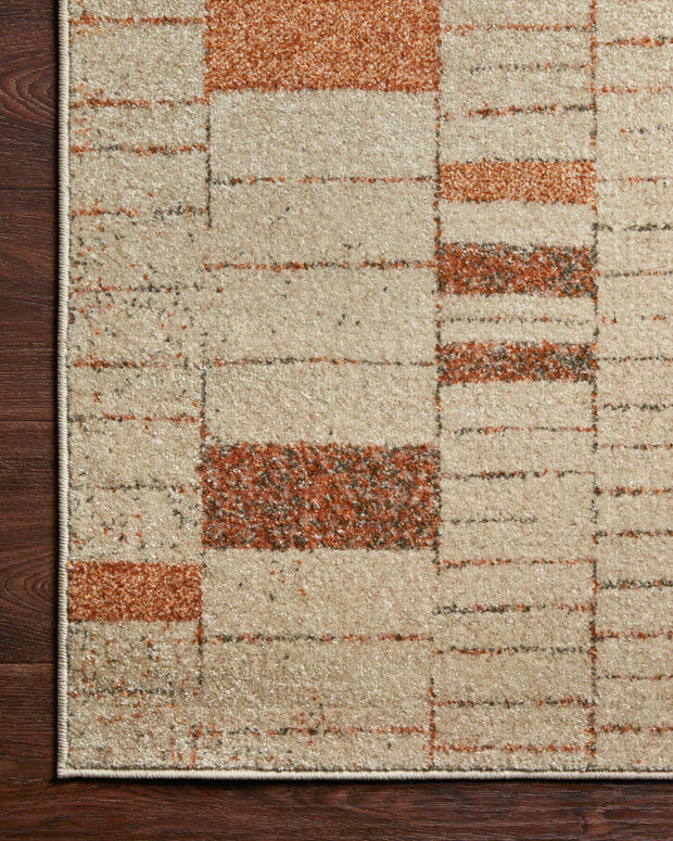 Bowery Rug in Tangerine / Taupe by Loloi II